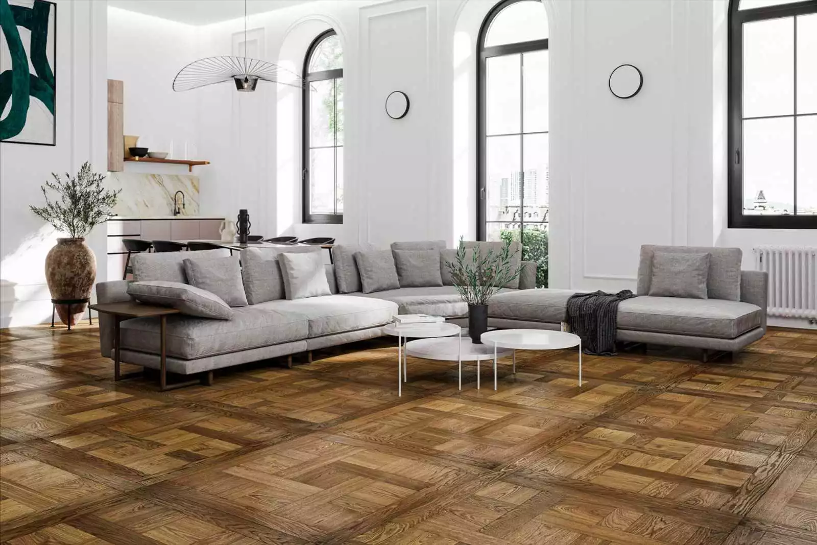 parquet contrecollé Dalles CHANTILLY PREMIUM FUME HUILE