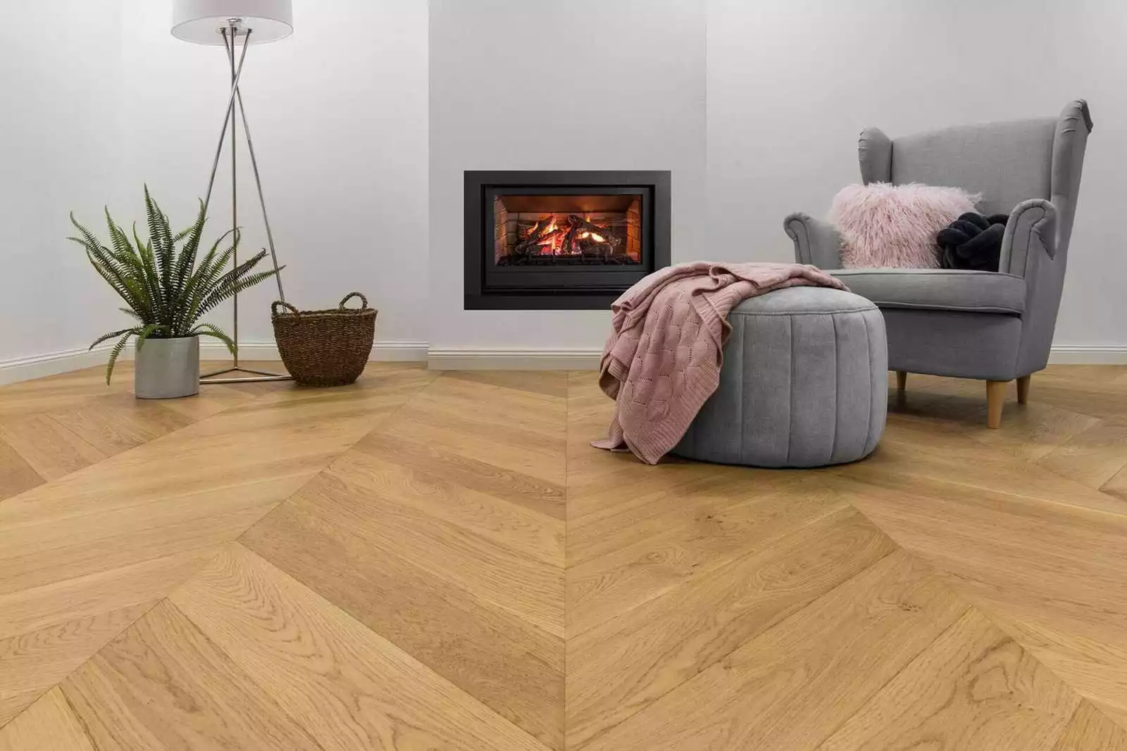 Parquet contrecollé chêne Point De Hongrie Natur', parquet pas cher