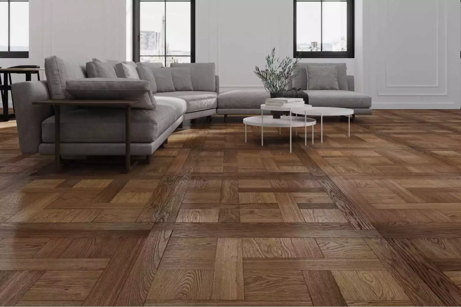 parquet contrecollé Dalles CHANTILLY PREMIUM FUME HUILE