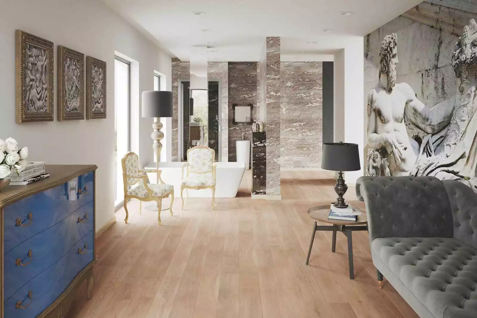 Parquet contrecollé chêne Authentic Neige, parquet pas cher