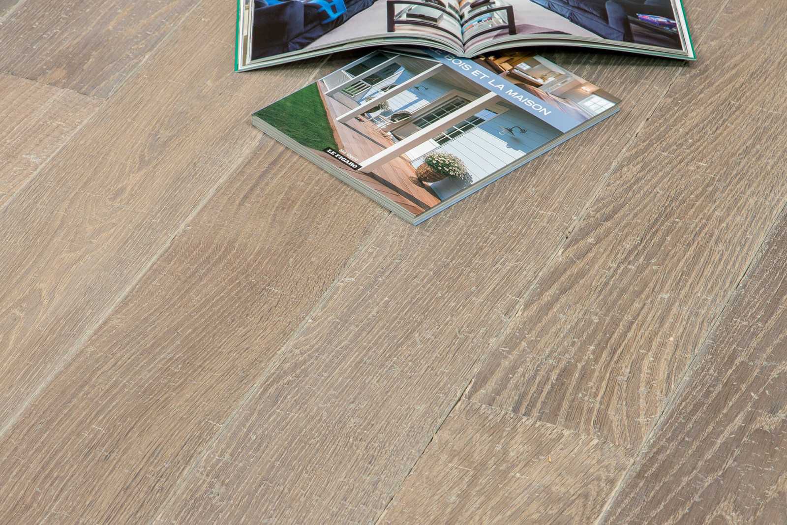 Parquet massif chêne de l'est Gris dune - PA86, parquet massif pas cher