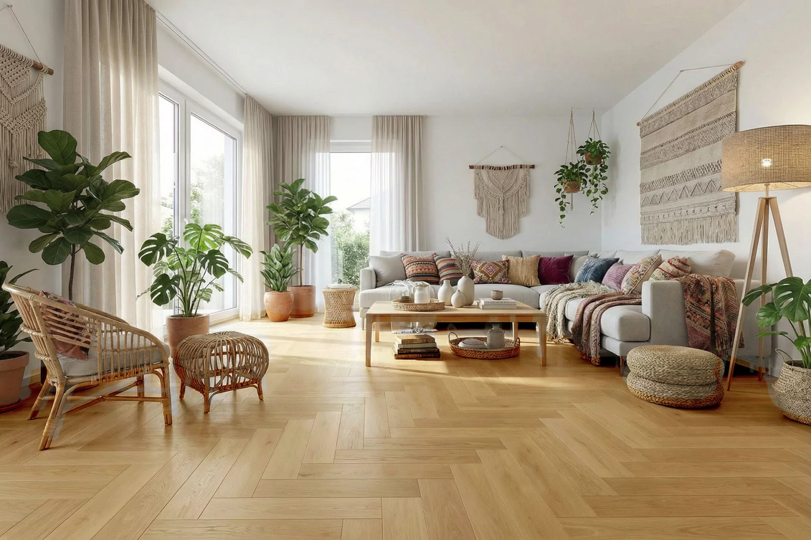 VARNISHED NATURAL HERRINGBONE