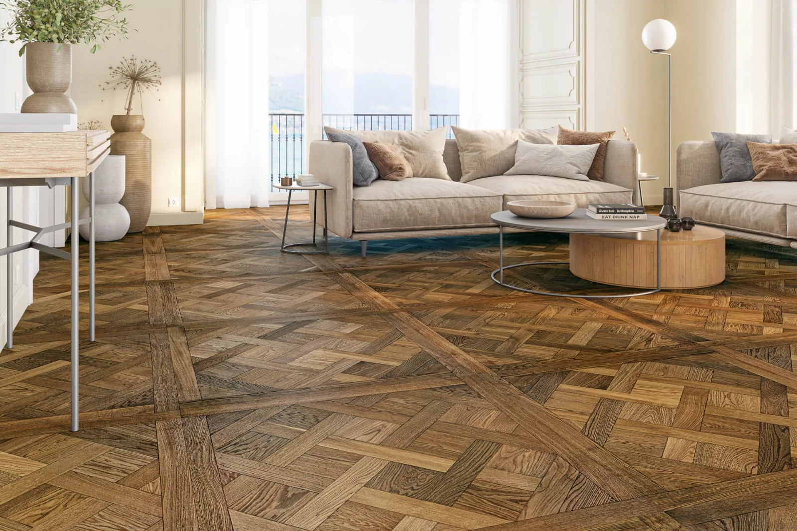 parquet contrecollé Dalles VERSAILLES PREMIUM FUME vernis