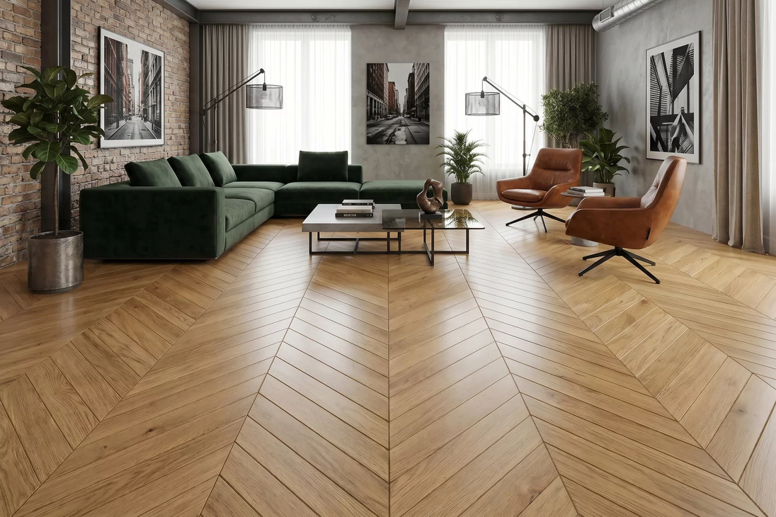 Parquet contrecollé chêne POINT DE HONGRIE AUTHENTIC SATIN, parquet contrecollé pas cher